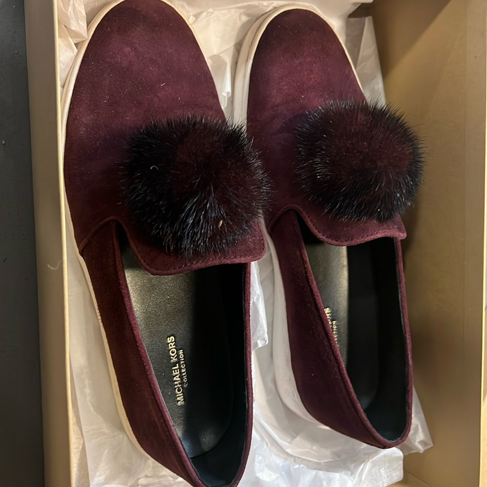 Michael kors collection maroon suede slide